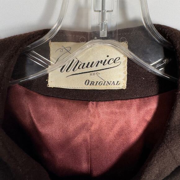 Vintage 1960's Maurice Brown Winter Overcoat Fur Collar Women's Size 8/ Medium - Picture 9 of 9